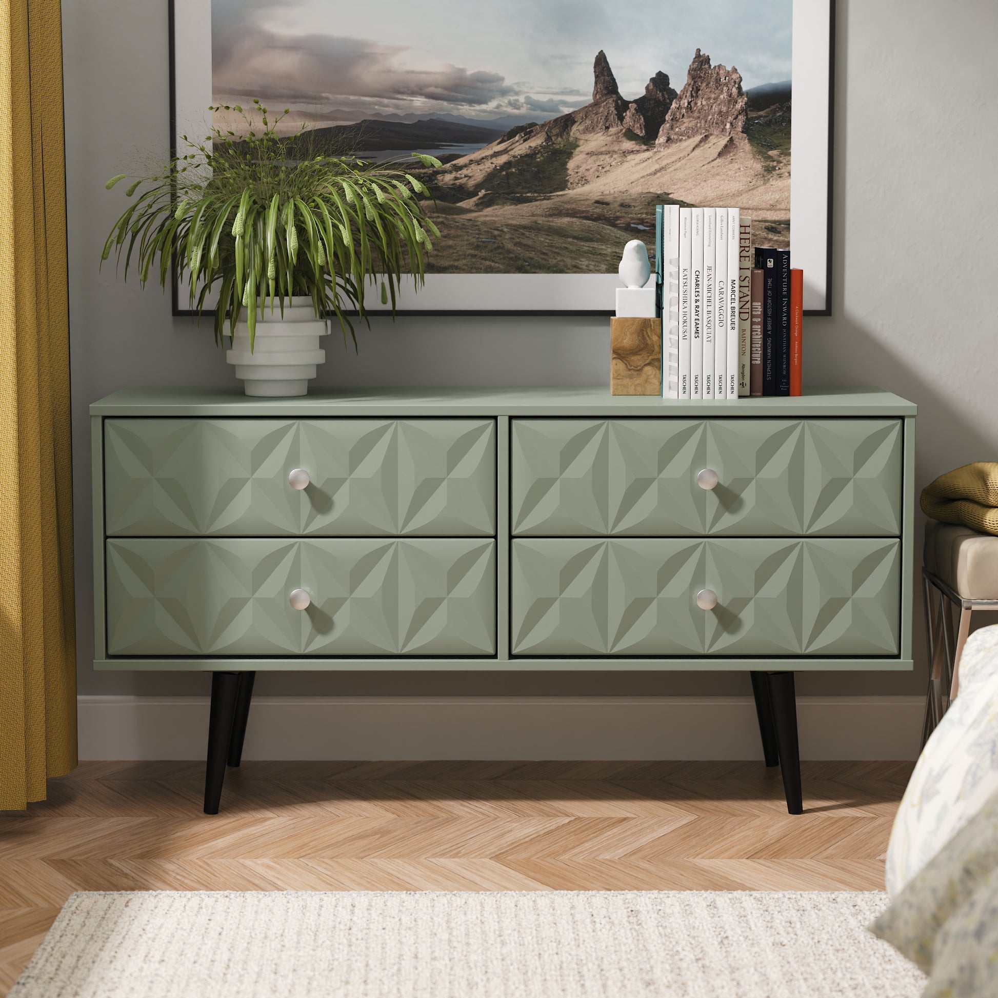 Pixel 4 Drawer Bed Box in Reed Green Colour