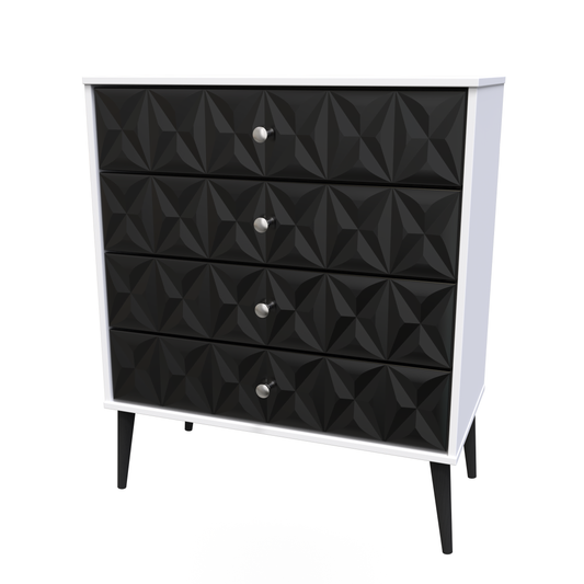 Pixel 4 Drawer Chest in Deep Black & White Matt 