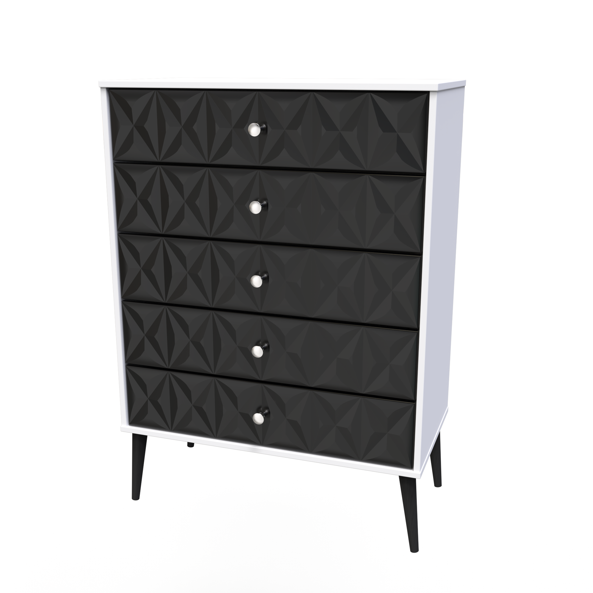 Pixel 5 Drawer Chest in Deep Black & White Matt