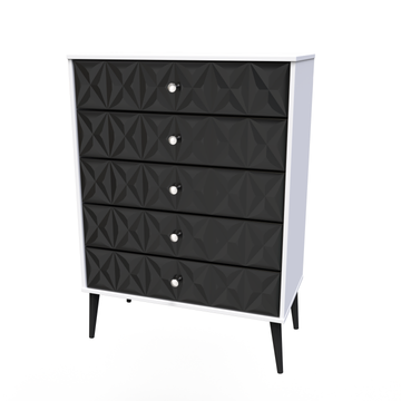 Pixel 5 Drawer Chest in Deep Black & White Matt