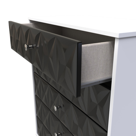 Pixel 5 Drawer Chest in Deep Black & White Matt Colour