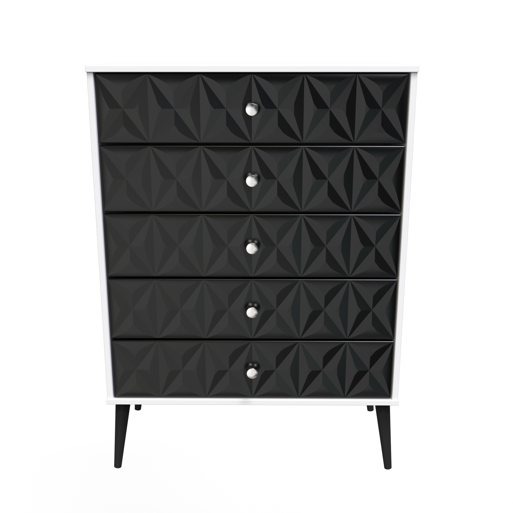 Pixel 5 Drawer Chest in Deep Black & White Matt for Sale
