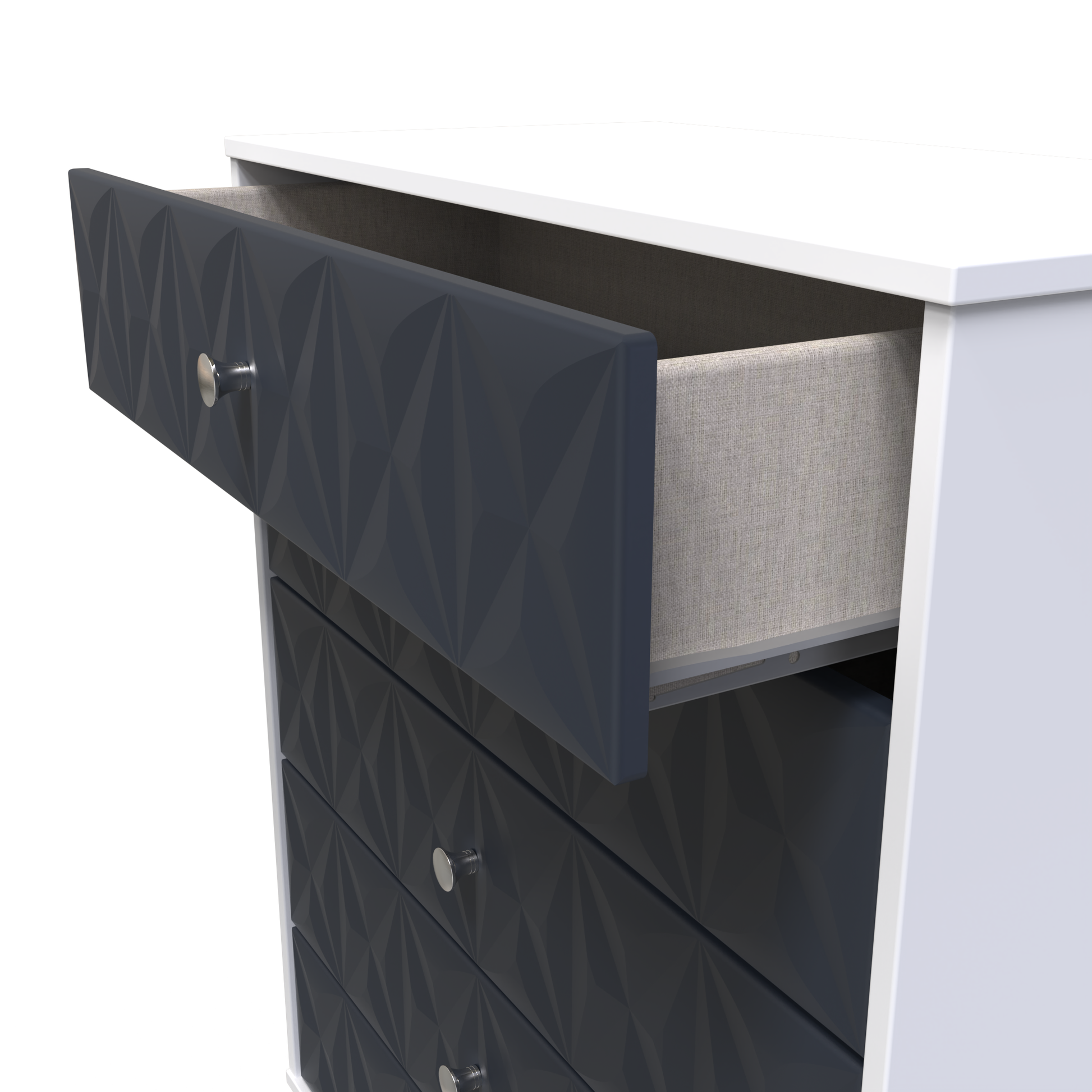 Pixel 5 Drawer Chest in Indigo Blue and White Matt 