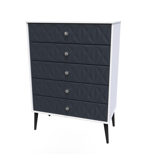 Pixel 5 Drawer Chest in Indigo Blue and White Matt Colour