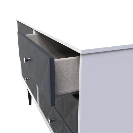 Pixel 6 Drawer Midi Chest in Indigo Blue and White Matt 