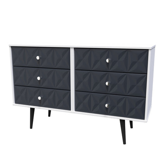 Pixel 6 Drawer Midi Chest in Indigo Blue and White Matt Colour