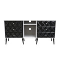 Pixel 6 Drawer TV Console Unit in Deep Black and White Matt