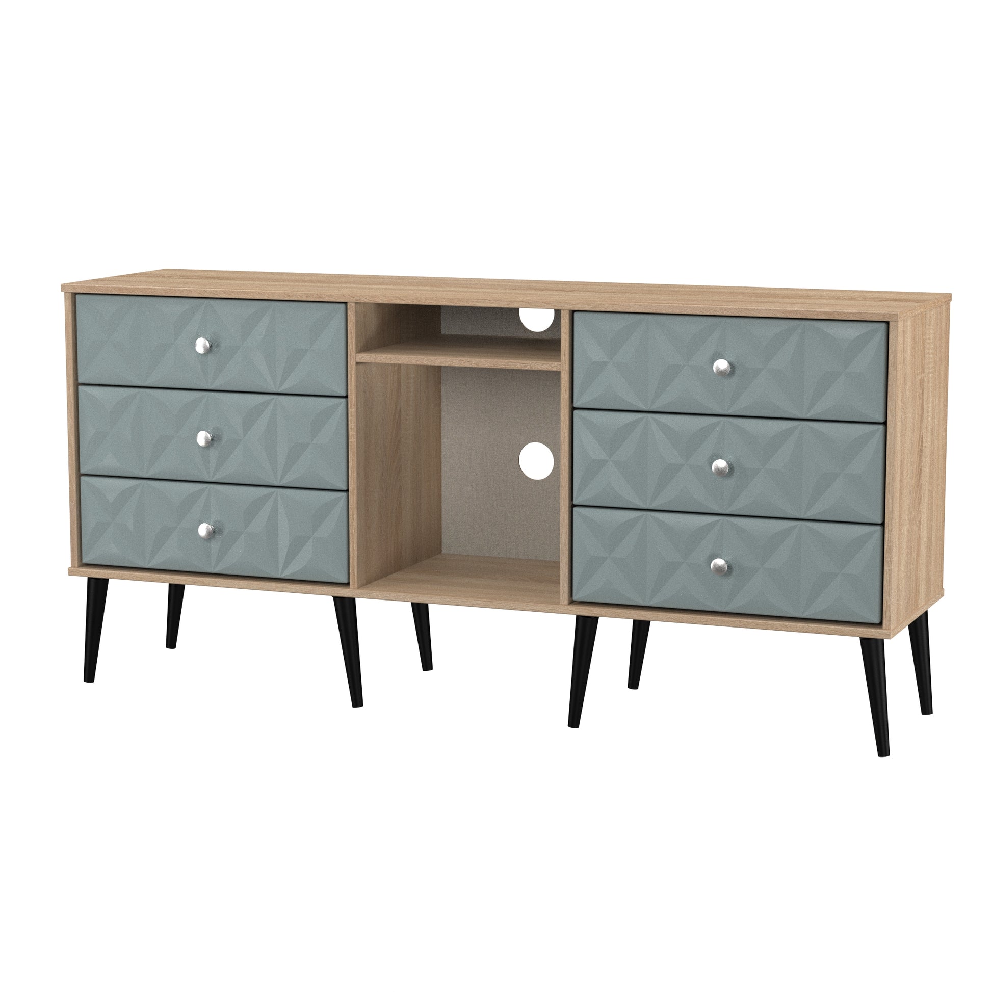 Pixel 6 Drawer TV Console Unit in Duck and Bardolino Oak