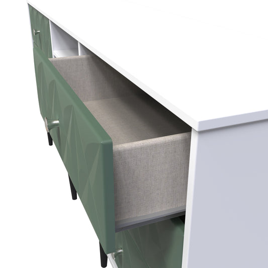 Pixel 6 Drawer TV Console Unit in Labrador and White Matt Colour