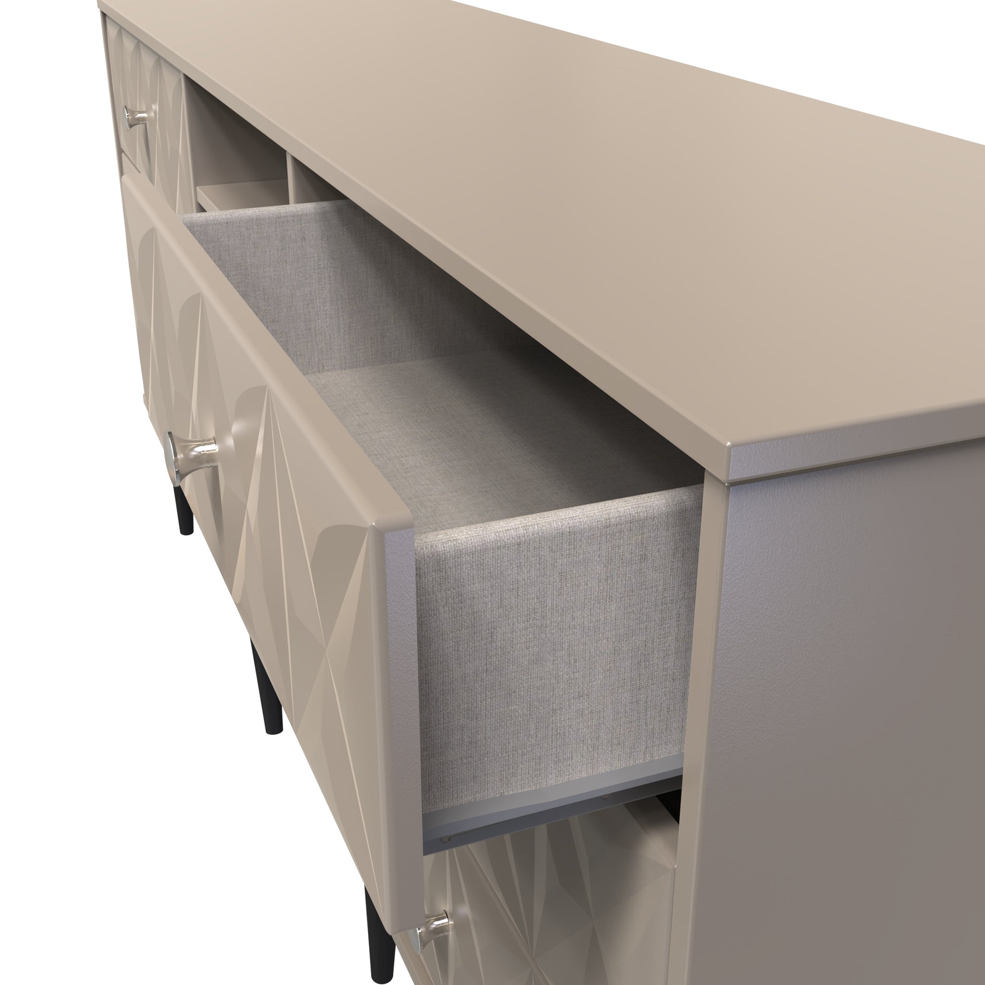 Pixel 6 Drawer TV Console Unit in Mushroom Matt 