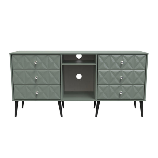 Pixel 6 Drawer TV Console Unit in Reed Green Colour
