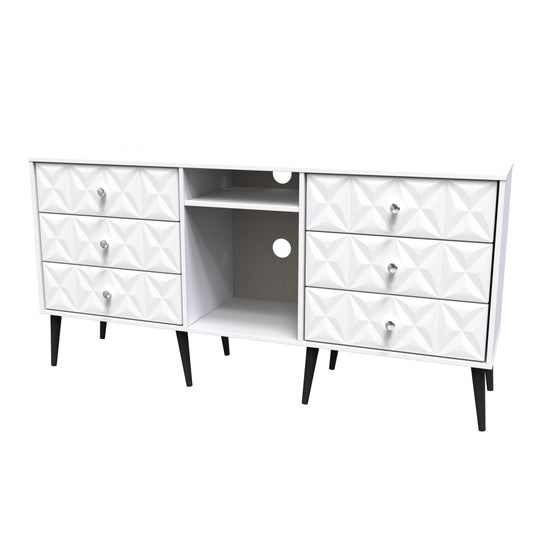 Pixel 6 Drawer TV Console Unit in White Matt