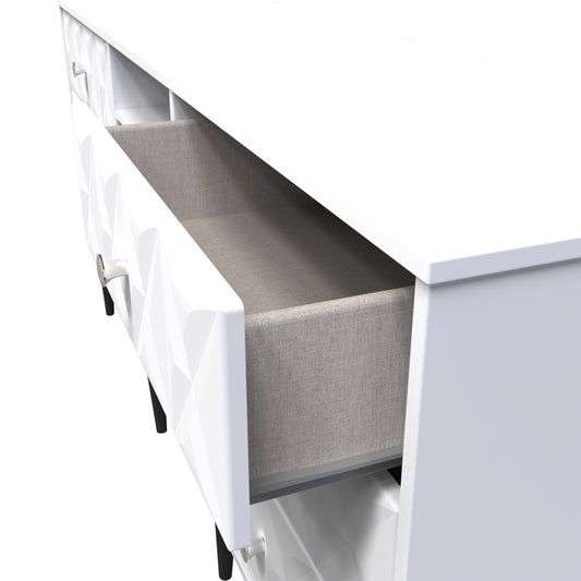 Pixel 6 Drawer TV Console Unit in White Matt Colour