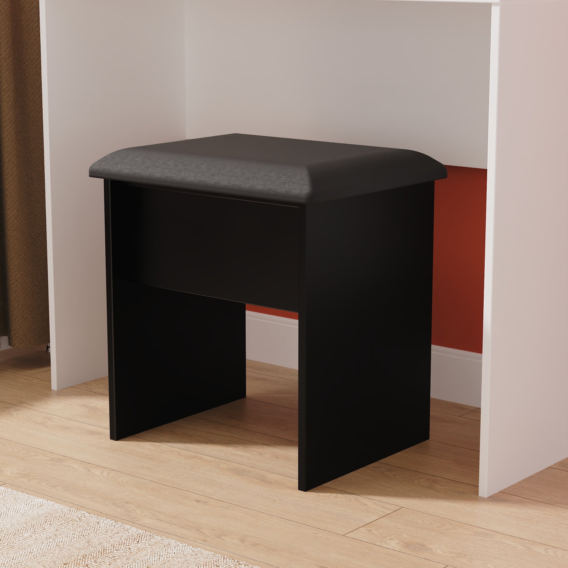 Pixel Padded Dressing Stool in Black Colour