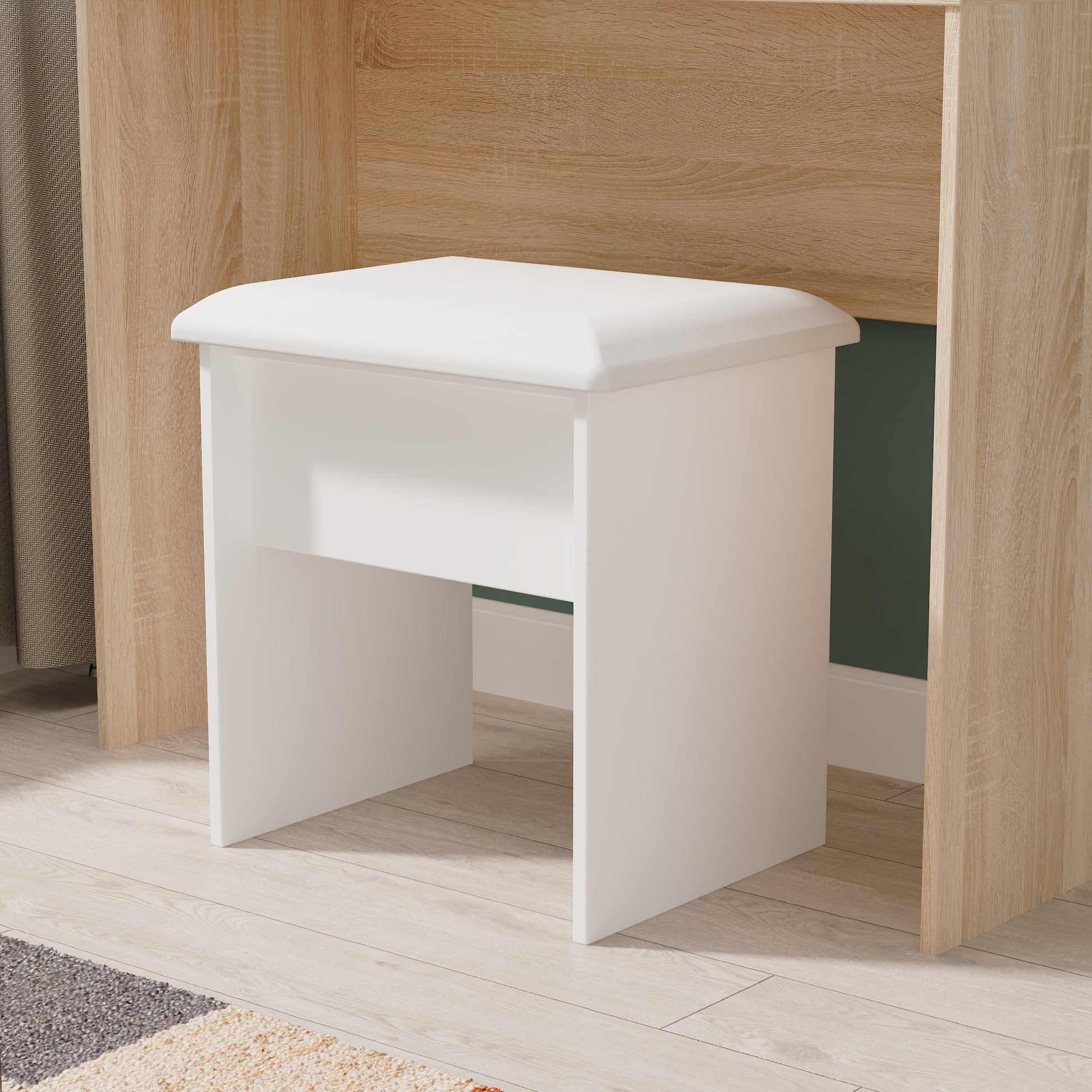 Pixel Padded Dressing Stool in White Matt 