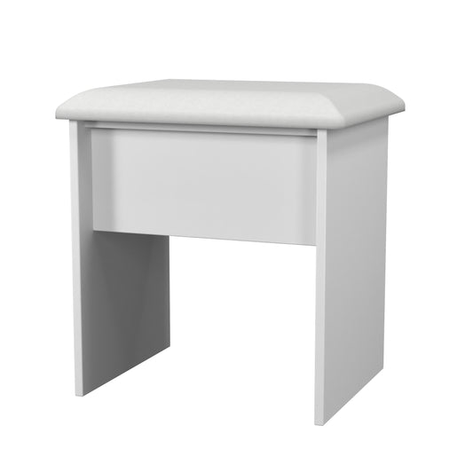 Pixel Padded Dressing Stool in White Matt Colour