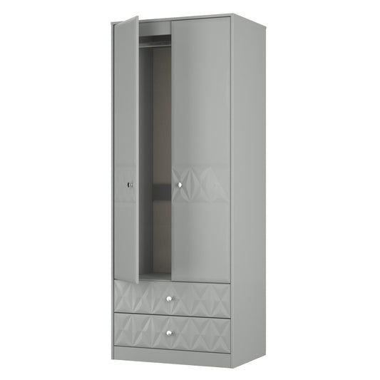 Pixel Tall 2 Drawer Wardrobe in Dusk Grey Colour