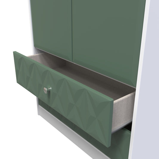 Pixel Tall 2 Drawer Wardrobe in Labrador and White Matt 