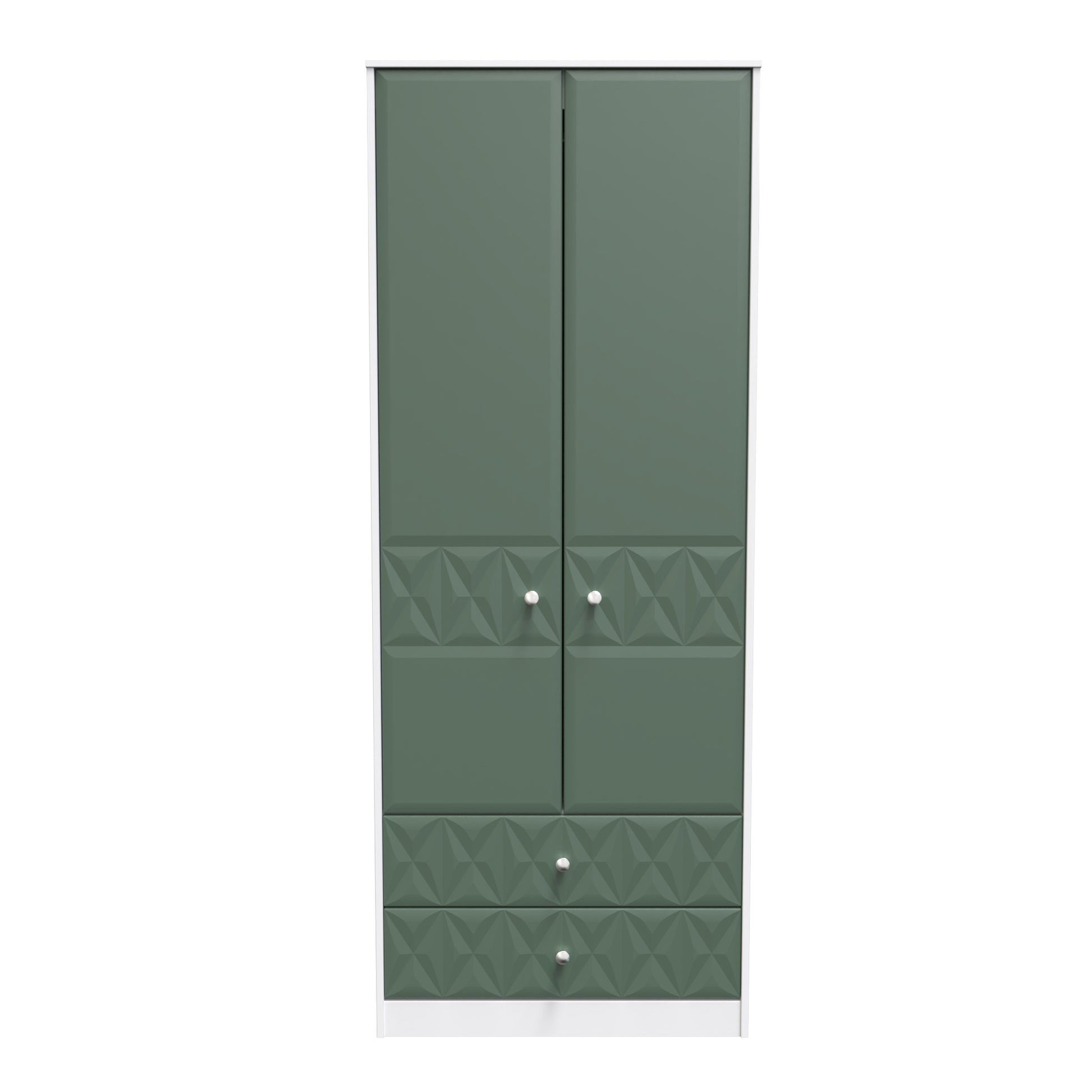 Pixel Tall 2 Drawer Wardrobe in Labrador and White Matt for Sale