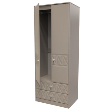 Pixel Tall 2 Drawer Wardrobe in Mushroom Matt Colour
