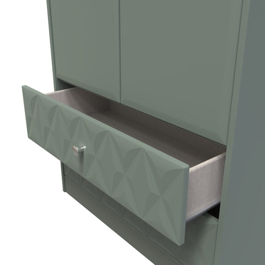 Pixel Tall 2 Drawer Wardrobe in Reed Green 