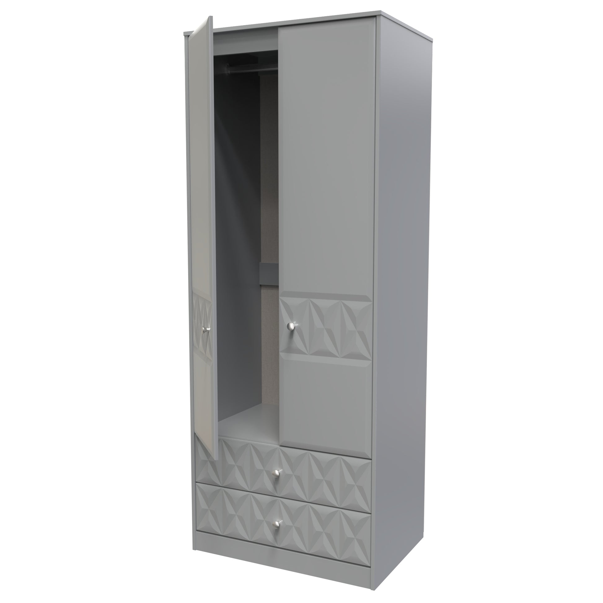 Pixel Tall 2 Drawer Wardrobe in Shadow Matt 