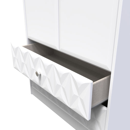 Pixel Tall 2 Drawer Wardrobe in White Matt Colour