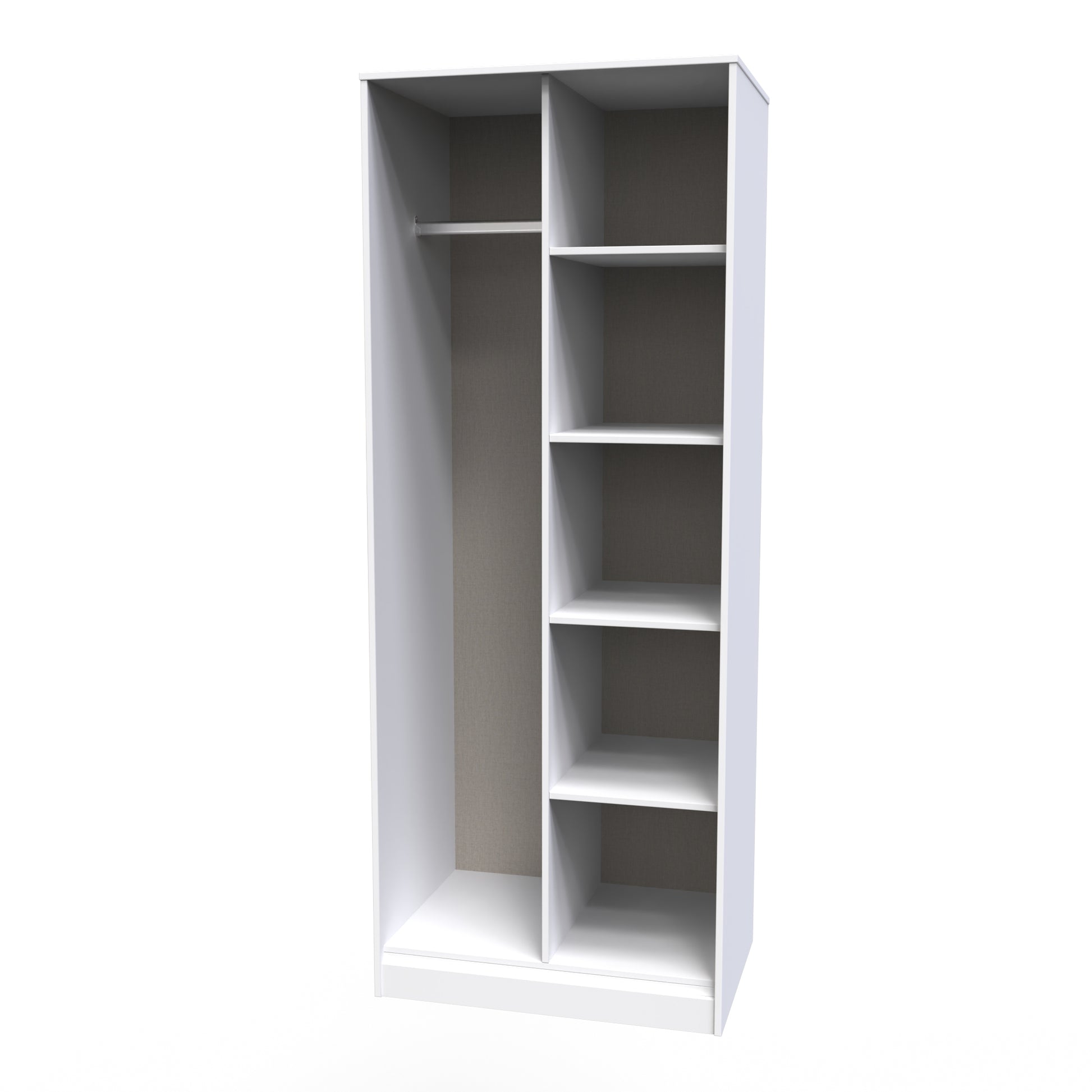 Pixel Tall Open Display Wardrobe with Bookcase in Deep Black & White Matt 