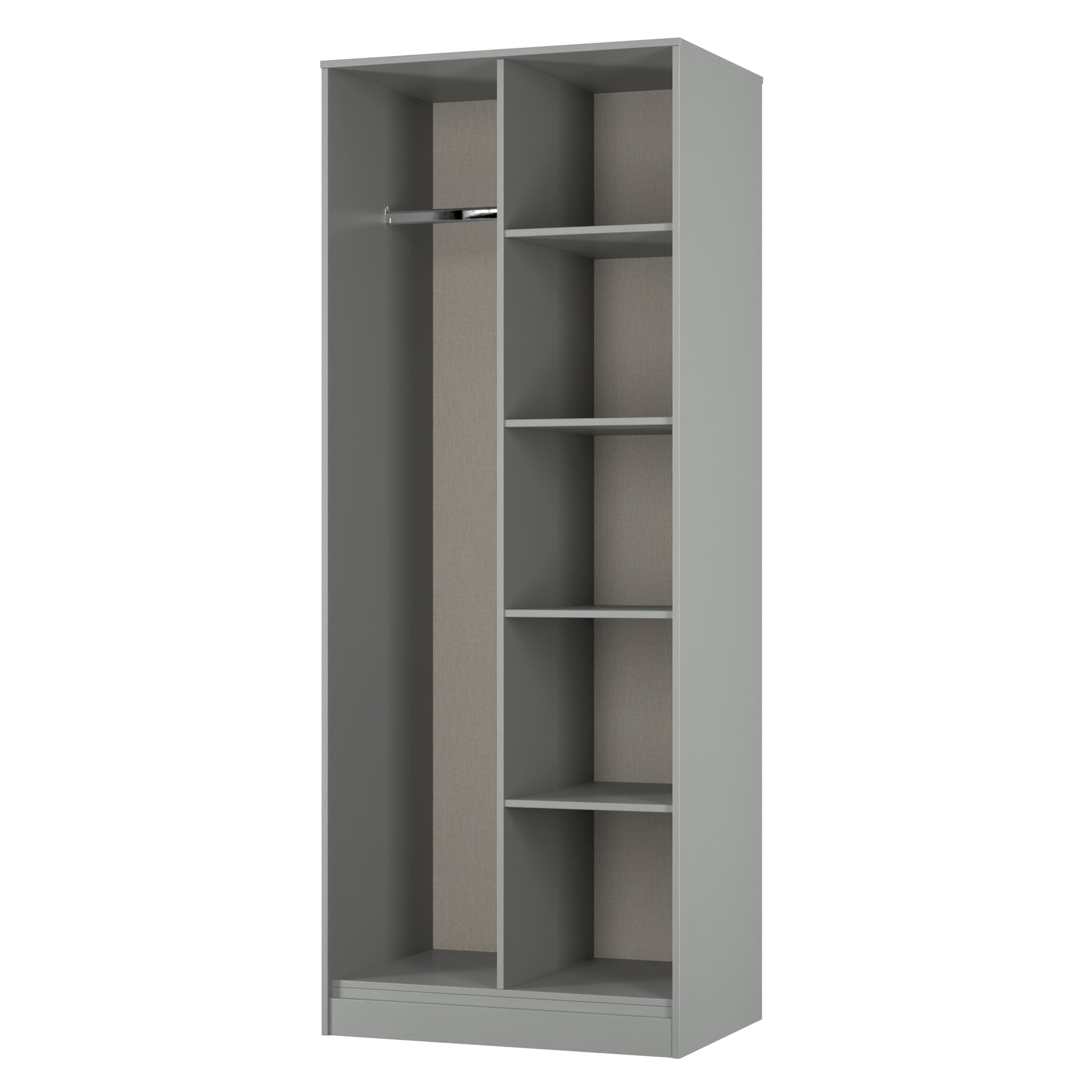 Pixel Tall Open Display Wardrobe with Bookcase in Dusk Grey 