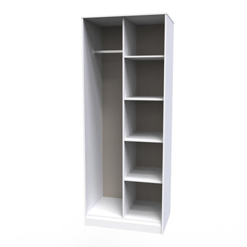 Pixel Tall Open Display Wardrobe with Bookcase in Indigo Blue and White Matt 