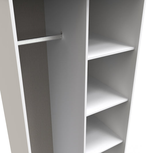 Pixel Tall Open Display Wardrobe with Bookcase in Indigo Blue and White Matt Colour