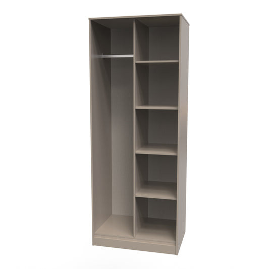 Pixel Tall Open Display Wardrobe with Bookcase in Mushroom Matt 