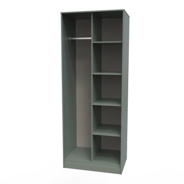 Pixel Tall Open Display Wardrobe with Bookcase in Reed Green 