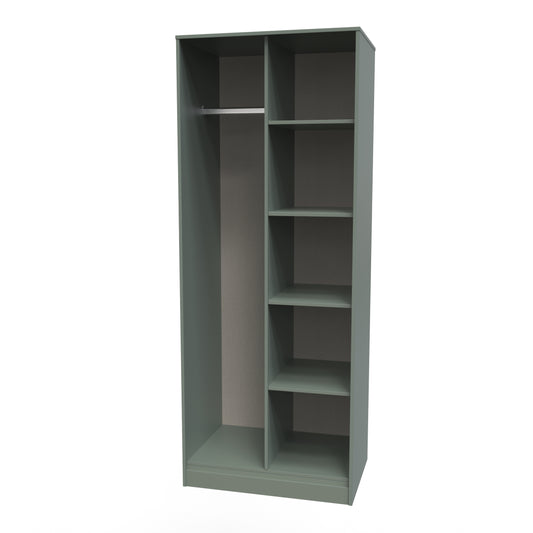 Pixel Tall Open Display Wardrobe with Bookcase in Reed Green 