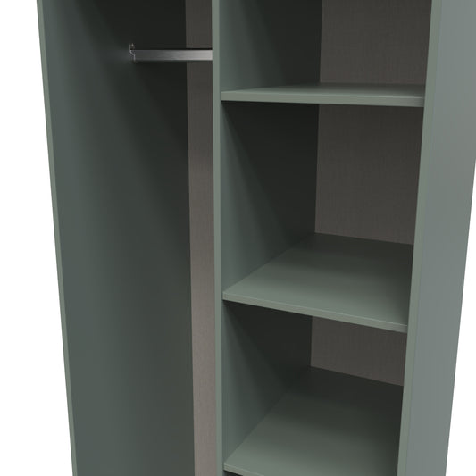 Pixel Tall Open Display Wardrobe with Bookcase in Reed Green Colour