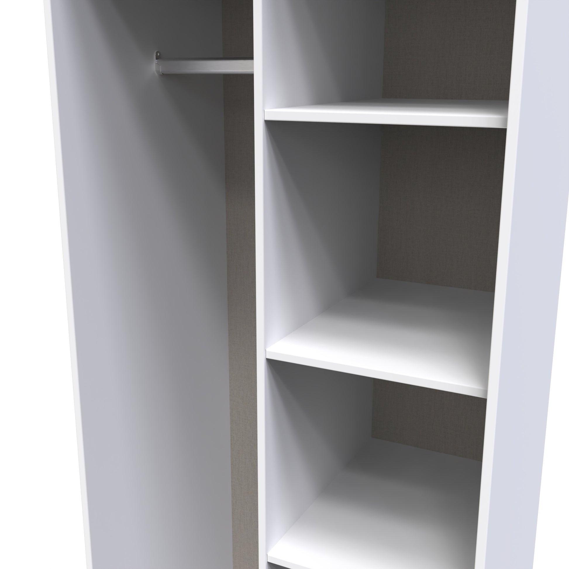 Pixel Tall Open Display Wardrobe with Bookcase in White Matt Colour