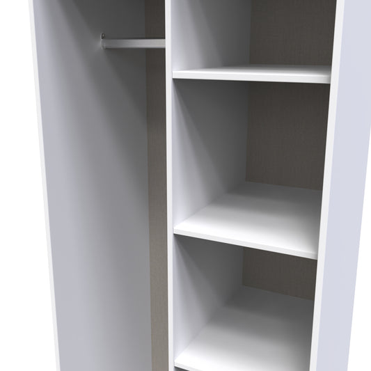 Pixel Tall Open Display Wardrobe with Bookcase in White Matt Colour