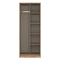 Pixel Tall Open Display Wardrobe with Bookcase in White Matt and Vintage Oak 