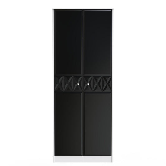 Pixel Tall Plain Wardrobe in Deep Black & White Matt
