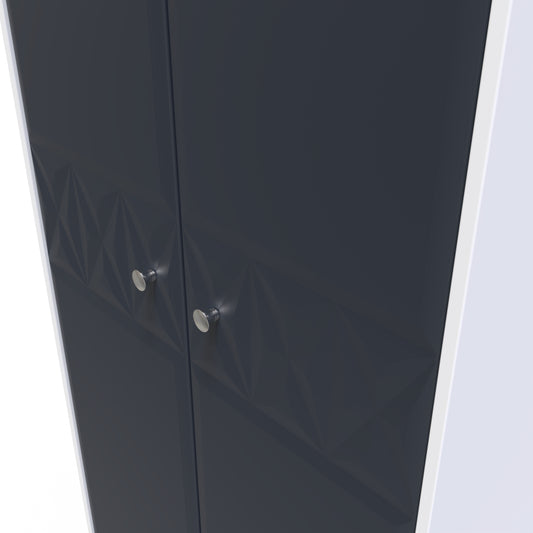Pixel Tall Plain Wardrobe in Indigo Blue and White Matt 