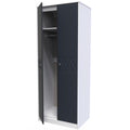 Pixel Tall Plain Wardrobe in Indigo Blue and White Matt Colour