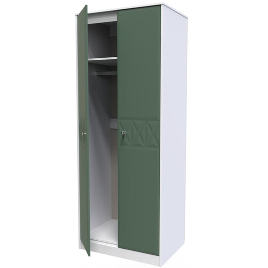 Pixel Tall Plain Wardrobe in Labrador and White Matt 
