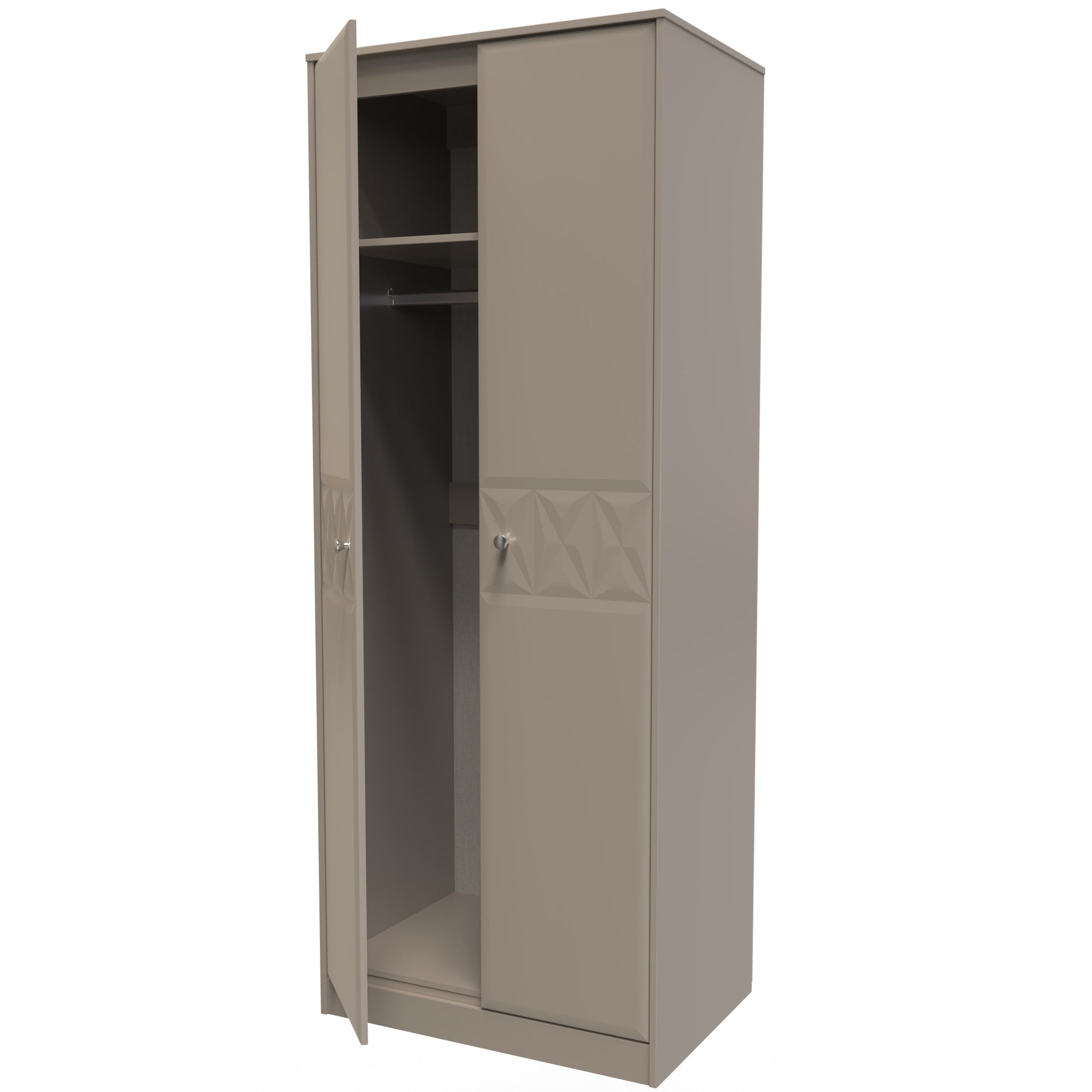 Pixel Tall Plain Wardrobe in Mushroom Matt 