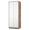 Pixel Tall Plain Wardrobe in White Matt and Vintage Oak Colour Online 