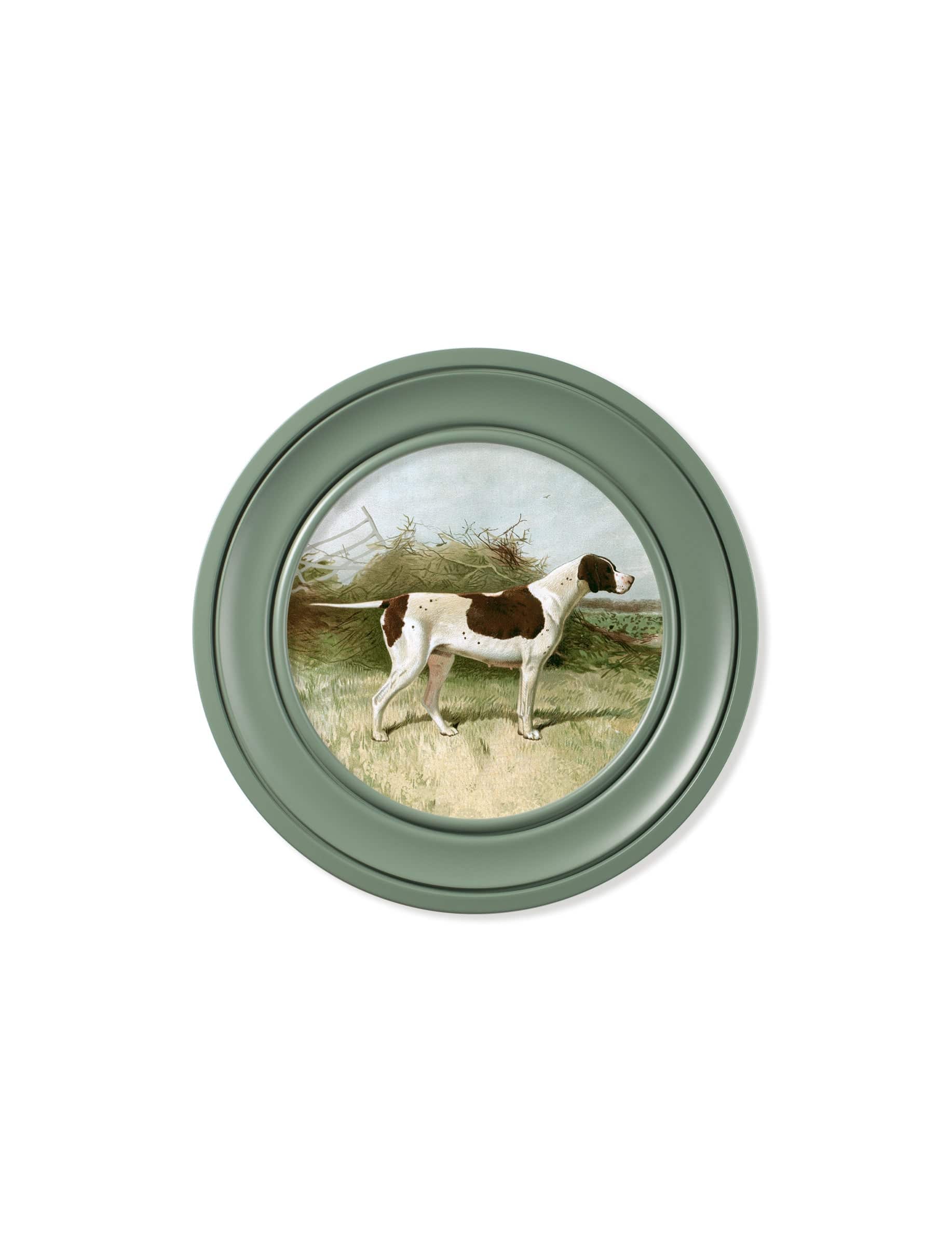 c.1881 Gun Dogs - Round Frame Green - Blythe Living