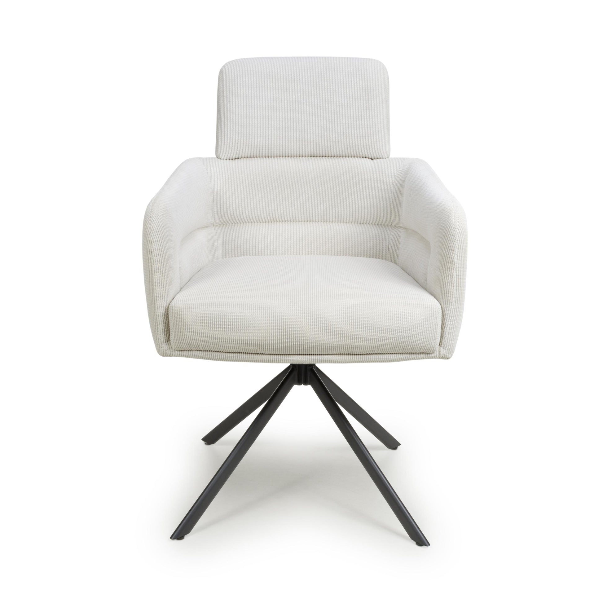 Polaris Corduroy White Swivel Chair