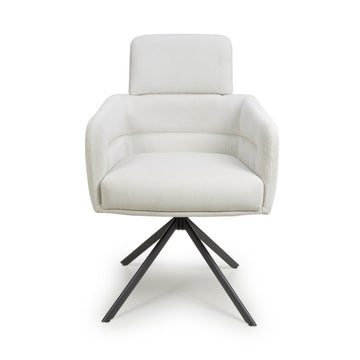 Polaris Corduroy White Swivel Chair