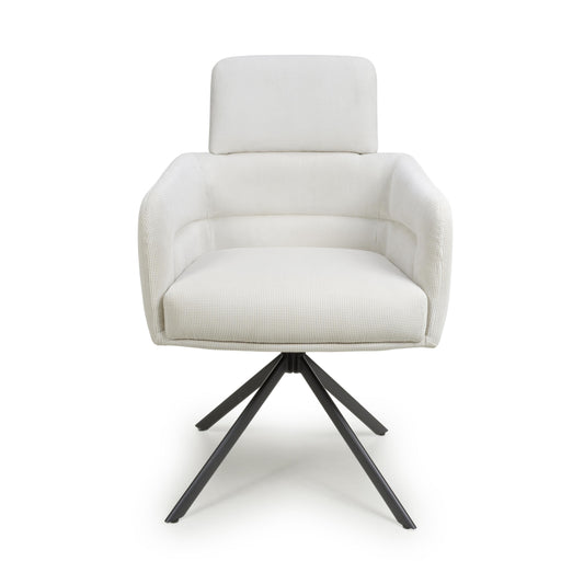 Polaris Corduroy White Swivel Chair