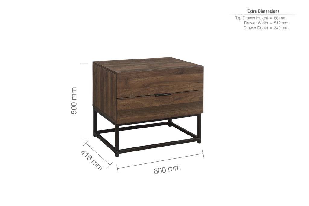 Premium Houston 2 Drawer Bedside Walnut