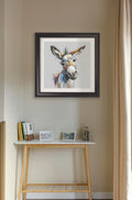 Premium square modern farmhouse donkey portrait framed prints for sale